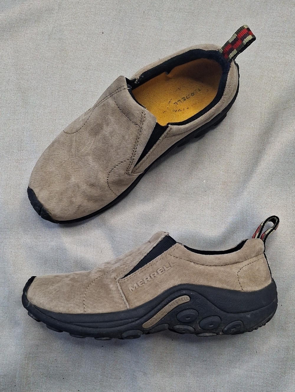 Merrell Men's Slip-On Loafers in Taupe with Black Soles